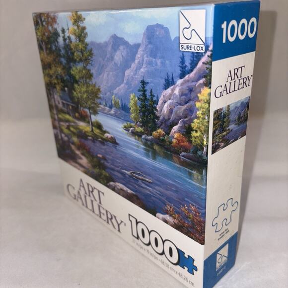 Art Gallery LAKESIDE LODGE Sure-Lox 1000 Pc Jigsaw Puzzle Lake Cabin Sealed NEW - Picture 3 of 5